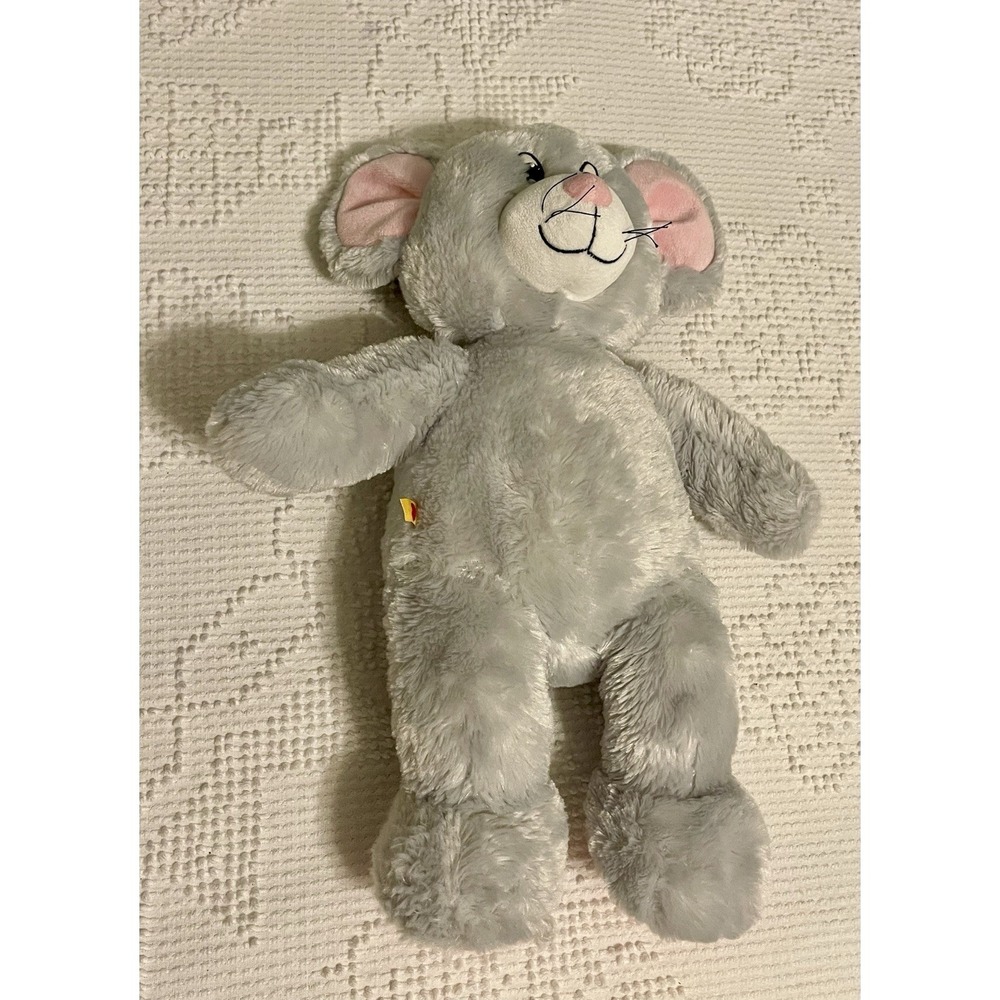 Build A Bear 17" Gray & Pink Merry Mouse Stuffed Plush Teddy Bear